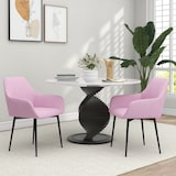 thumbnail of Pack de 2 sillas de comedor sillas decorativas tapizadas en lino sillas de cocina con respaldo reposabrazos y patas de metal 59,5x56,5x81 cm rosa