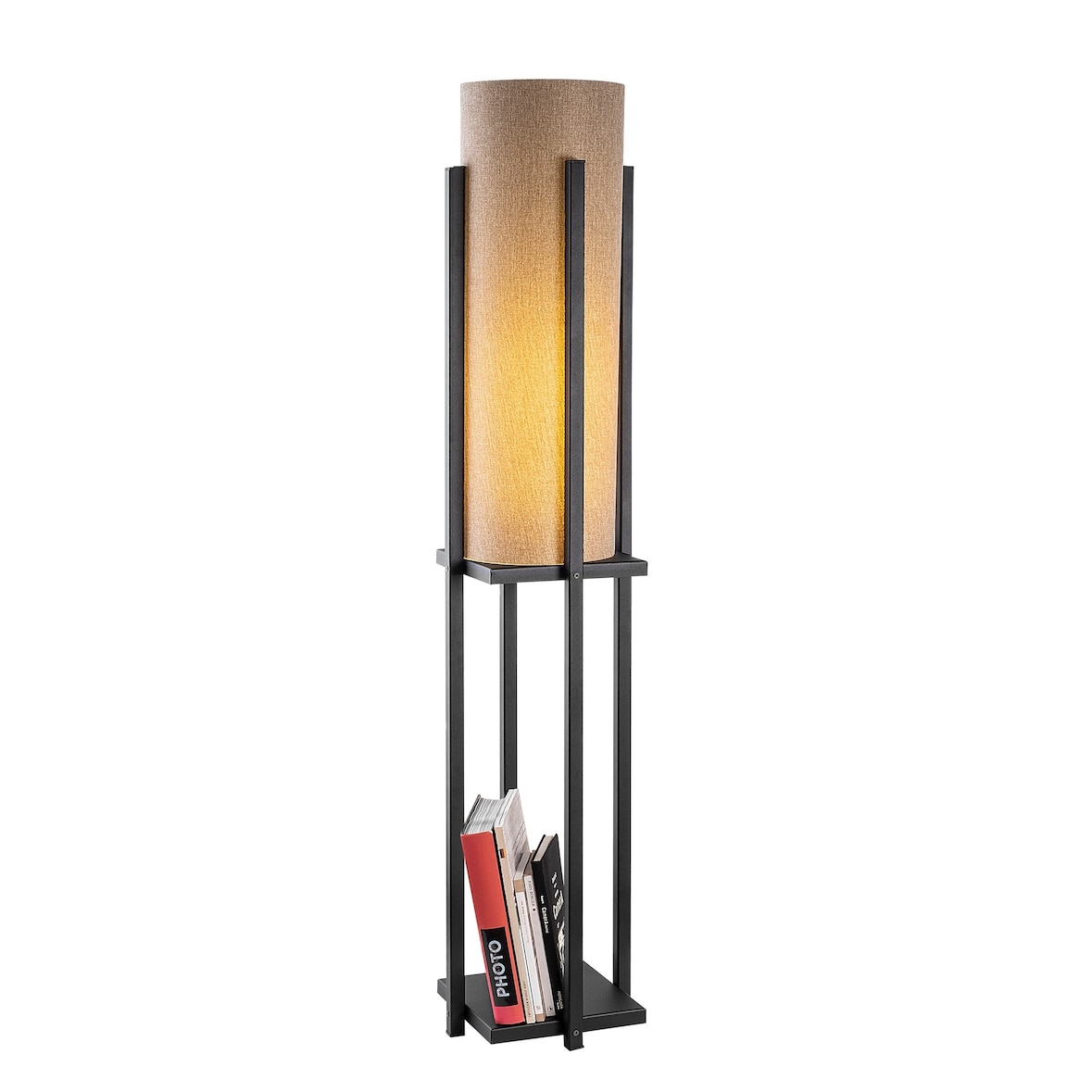 WellHome - Lámpara de pie 25x25x130cm de Estructura de metal en color Negro - casquillo 1 x E27 max 40W