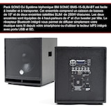 thumbnail of Pack Sonorisation DJ complet BM SONIC BMS-15-SLIM-BT, 1200W Enceintes satellites, SUB 38cm USB/Bluetooth, Supports Câbles, Micro