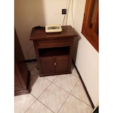 thumbnail of shopinnovativo -Mobiletto porta telefono in stile arte povera con 2 ante e 1 cassetto in legno massello e mdf con rifinitura in noce lucido 60x32x76 H
