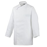 thumbnail of 215 - Kochjacke langarm, mit Druckknöpfen, Fb. weiss, Paspel schwarz : schwarz 100% Baumwolle 230 g/m² (15) XS