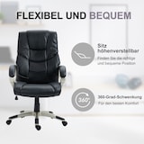 thumbnail of Bürostuhl ergonomisch höhenverstellbar 124x68x73 cm Schwarz mit Wippfunktion 360 Grad drehbar gepolstert Kunstleder Metallgestell