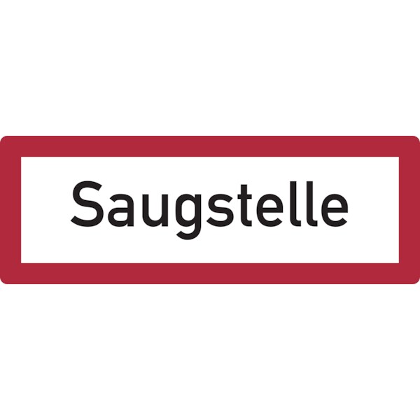 Feuerwehrschild, Saugstelle - DIN 4066 - 297x105x0.45 mm Aluminium geprägt