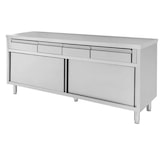 thumbnail of Tavolo 200x70x85 acciaio inox 430 armadiato cassetti ristorante pizzeria RS4468