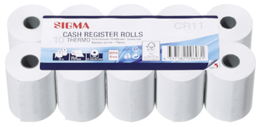SIGMA Rotoli termici per registratori di cassa CR11, 57 mm x 25 m, 10 unità