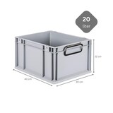thumbnail of PROREGAL SuperSparSet 8x Eurobox NextGen Color mit Auflagedeckel & Verschlüsse, HxBxT 22x30x40cm, 20L, Grau, Griffe schwarz zu, Eurobehälter