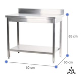 thumbnail of Gasfrit- Professionele roestvrijstalen werktafel  600 x 600 x 850 + 100 mm