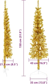 thumbnail of vidaXL Künstlicher Halb-Weihnachtsbaum mit Ständer Schlank Gold 150 cm