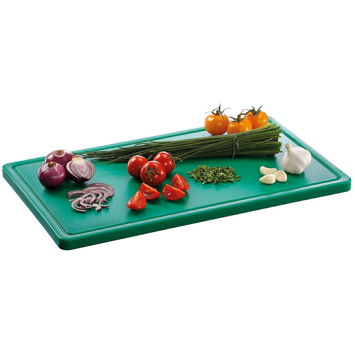 Snijplank Pro Gr-R hard polyethyleen groen | Met sapgoot | 530x325x24(h)mm