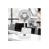 thumbnail of Ventilador silencioso Bateria sem fio USB recarregável BRANCO Dobrável & Suporte Telescópico Controle Remoto 24h Vida útil da bateria Jocca