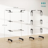 thumbnail of HOMCOM tendedero plegable para ropa con ruedas tendedero vertical de acero de 3 niveles con alas plegables y colgadores giratorios 73x64x172 cm