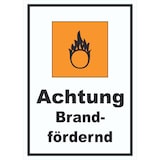 thumbnail of Schild Gefahrensymbol Brandfördernd Brand hochkant A1 Rückseite selbstklebend
