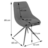 thumbnail of Set di 6 sedie da pranzo HWC-M65, sedia da cucina poltrona sedia, girevole auto-posizione in metallo tessuto/tessuto ~ grigio