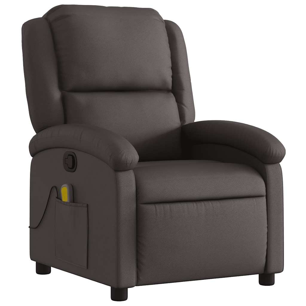 vidaXL Massagesessel Dunkelbraun Echtleder