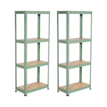 Pack 2 Scaffalature Modulari in Metallo con 4 Ripiani 240kg 60x30x148cm Verde 7house