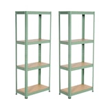 thumbnail of Pack 2 Scaffalature Modulari in Metallo con 4 Ripiani 240kg 60x30x148cm Verde 7house
