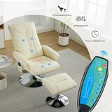 thumbnail of Relaxsessel mit Liegefunktion 76x75x103 Massagesessel 5-Punkte Massage Heizfunktion 360° drehbar mit Hocker Beige