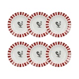 thumbnail of Novastyl - Lot 6 assiettes creuses cocorico 20cm en porcelain rouge et blanc