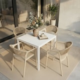 thumbnail of Set di 4 sedie in polipropilene con intreccio in corda, elegante, resistente, impilabile, per giardino, balcone, bar, ristoranti - JOLANDA - Crema