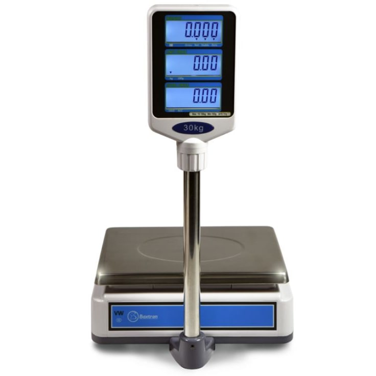 Balance homologuée pour commerce poids-prix avec colonne VW - 6/15kg - 2/5g (avec vignette verte 2 ans et carnet métrologique)