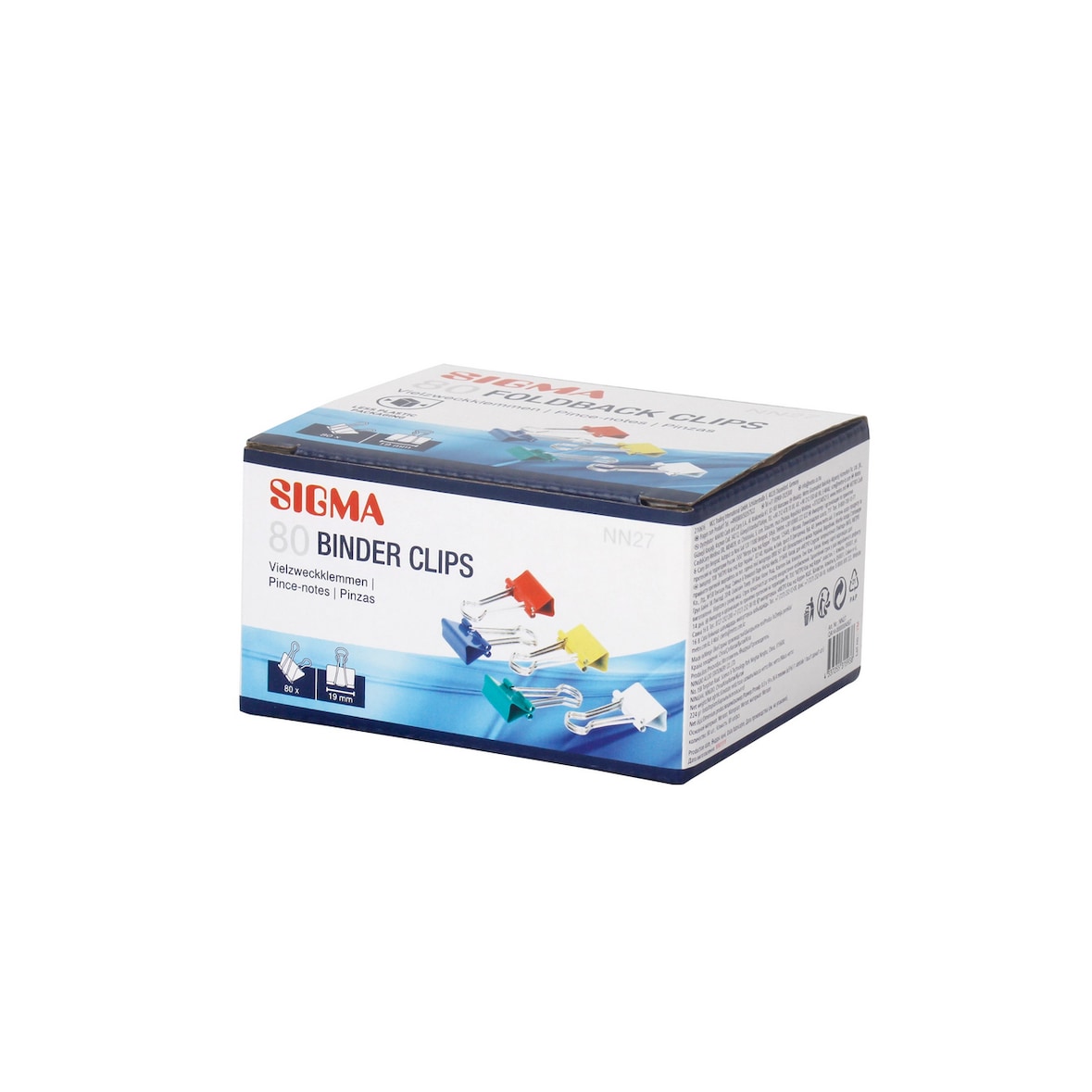 SIGMA Vielzweckklammern, Metall, 19 mm, mehrfarbig, 80 Stück