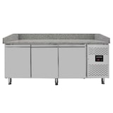thumbnail of Mesa refrigerada para pizza, 3 puertas, acero inoxidable, mármol gris, 580 L, interior EN 60 x 40 cm, vitrina de ingredientes GN 1/4, Vaiotec 11259