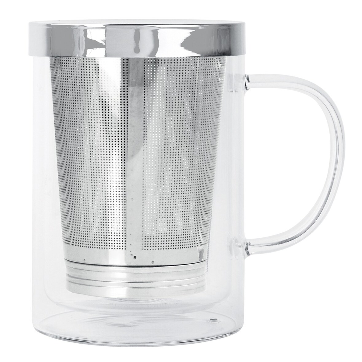 Verbena - mug en verre double paroi avec filtre dévissable et couvercle inox