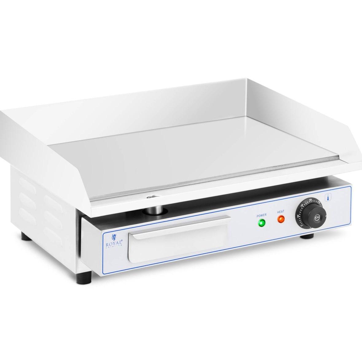 Royal Catering Fry top elettrico - Piastra liscia in acciaio inox - 550 x 350 mm -  - Flat - 3,000 W