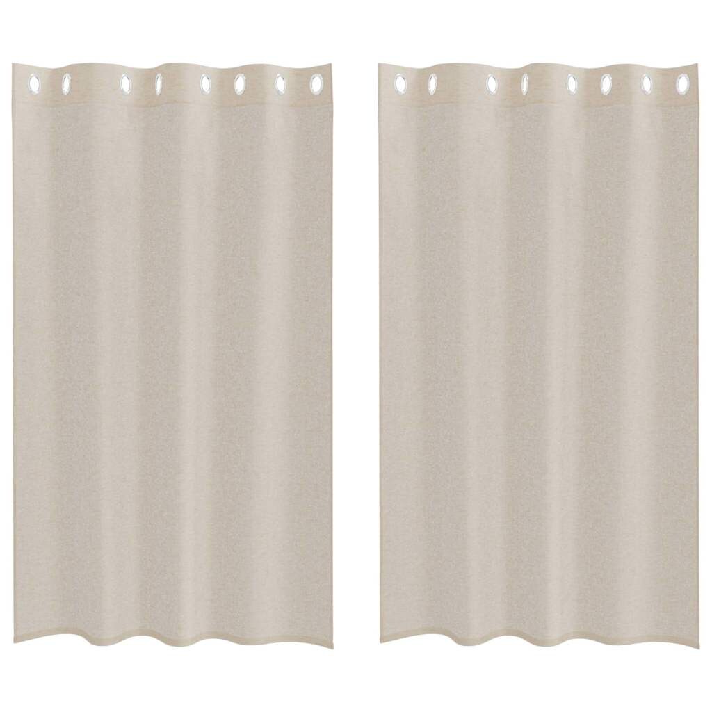 vidaXL Voile-Vorhang mit Vorhängen 2 pcs Sand 175 x 140 cm Polyester