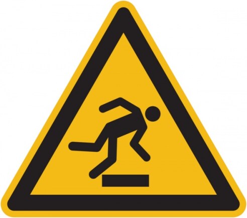 Warnschild, Warnung vor Hindernissen am Boden W007 - ASR A1.3 (DIN EN ISO 7010) - 100 mm Folie selbstklebend