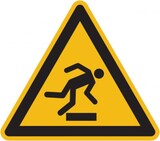 thumbnail of Warnschild, Warnung vor Hindernissen am Boden W007 - ASR A1.3 (DIN EN ISO 7010) - 100 mm Folie selbstklebend
