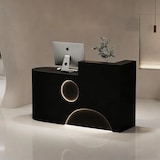 thumbnail of Kleine Empfangstheke, moderne Kassentheke und Rezeption, geeignet für Geschäfte, Kosmetikstudios und mehr Schwarz 200×60×100cm【H Paopao 200】