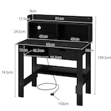 thumbnail of OSTWAY Schreibtisch mit Steckdosen, Kleiner Computertisch mit Zubehör, Offenem Fach & Schublade, PC Tisch