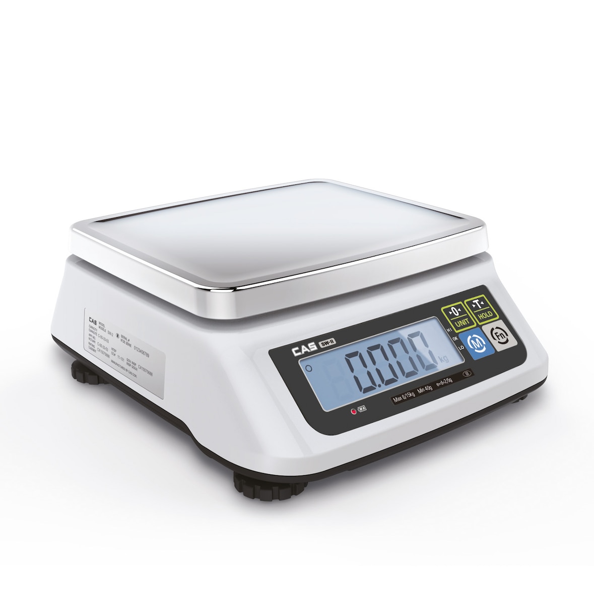 CAS Waage SW-II, kompakte Kontrollwaage, GEEICHT, Wägebereich max. 15 kg, Ablesbarkeit 2 g