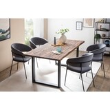 thumbnail of SalesFever Esstisch aus Akazie | 160 x 90cm | Tischplatte 35 mm Akazie natur | Gestell U-Form Metall schwarz | B 160 x T 90 x H 75cm | natur–schwarz