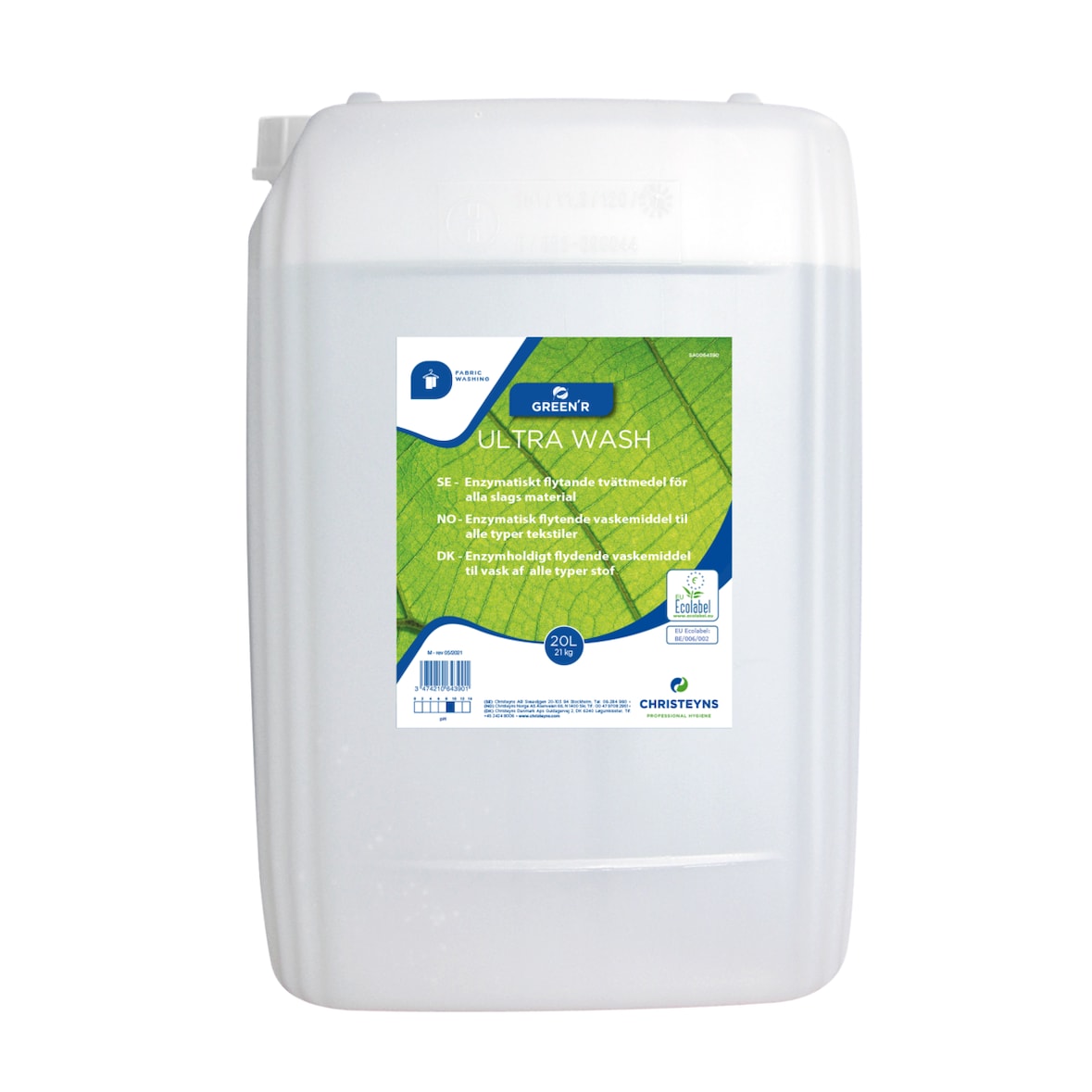CHRISTEYNS Lessive liquide enzymatique pour tous textiles - Conditionnement: bidon de 20L ULTRA-WASH20L