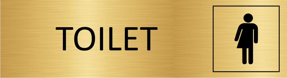 CombiCraft Aluminium Türschild Gold Toilet genderneutraal 165x45mm mit 3M-Tape