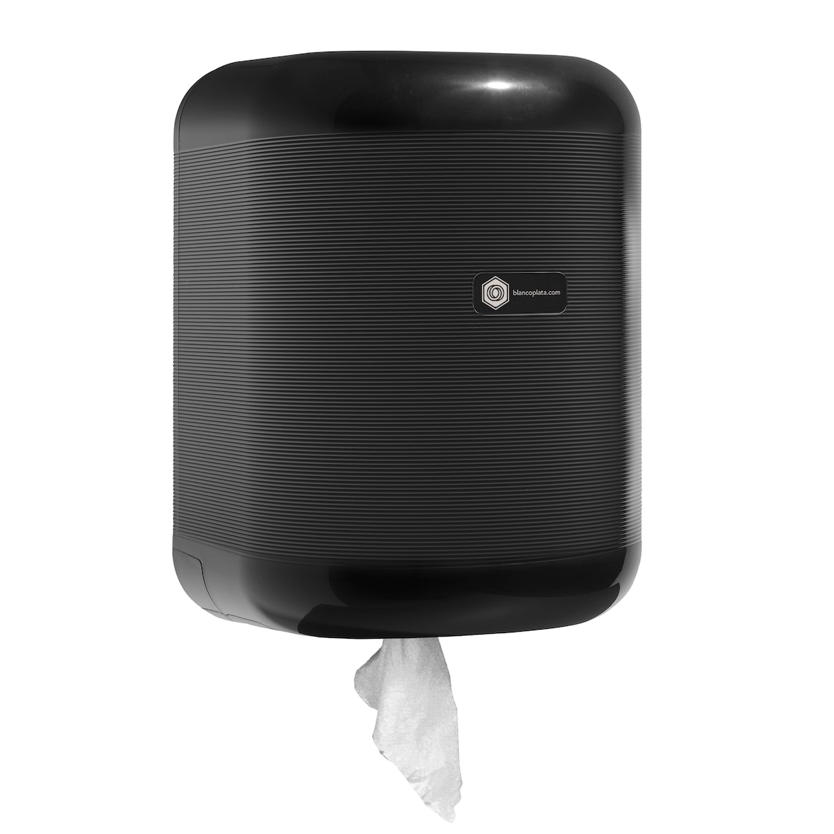Dispensador Papel Secamanos Color Negro para bobinas de Mecha de hasta 210mm, Incluye Llave de Seguridad, Resistente y Duradero