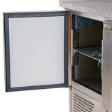 thumbnail of Romux® Pizzatisch 2 Türen 90x70 cm mit Arbeitsfläche aus Granit mit statische Kühlung | Pizzakühltisch aus Edelstahl