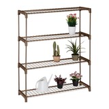 thumbnail of Relaxdays Blumenregal, 4 Ablagen, Blumen- & Pflanzentöpfe, Metall & Kunststoff, HxBxT: 106x91x28 cm, Kräuterregal, braun