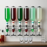 thumbnail of Relaxdays Barbutler Wand, Portonierer für 6 Flaschen, Profi Portionierer 3 cl, Bar Accessoire, HBT: 53x36x11 cm, silber