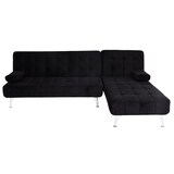 thumbnail of Schlafsofa HWC-K22, Couch Ecksofa Sofa, Liegefläche links/rechts Schlaffunktion 236cm ~ Samt schwarz