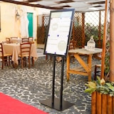 thumbnail of Danieli Store | Tablón de anuncios para exterior negro | Expositor Atril Porta Menú, puerta abatible y cerradura | Tablón para suelo tamaño 4xA4