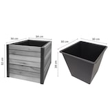 thumbnail of 2er-Set Pflanzkasten HWC-L23, Hochbeet Pflanzkübel Blumenkasten, Outdoor Akazie Holz MVG-zertifiziert Aluminium braun