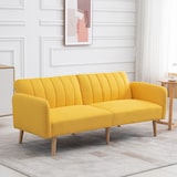 thumbnail of Sofá Cama de 2 Plazas Tela con Respaldo Ajustable en 3 Posiciones y Patas de Madera Sofá Doble Convertible en Cama para Salón Oficina 173x75x73 cm