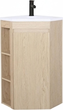 Meuble Lave-mains Avec Vasque Bol Noire Et Robinet | TOM | Chêne | MobIn