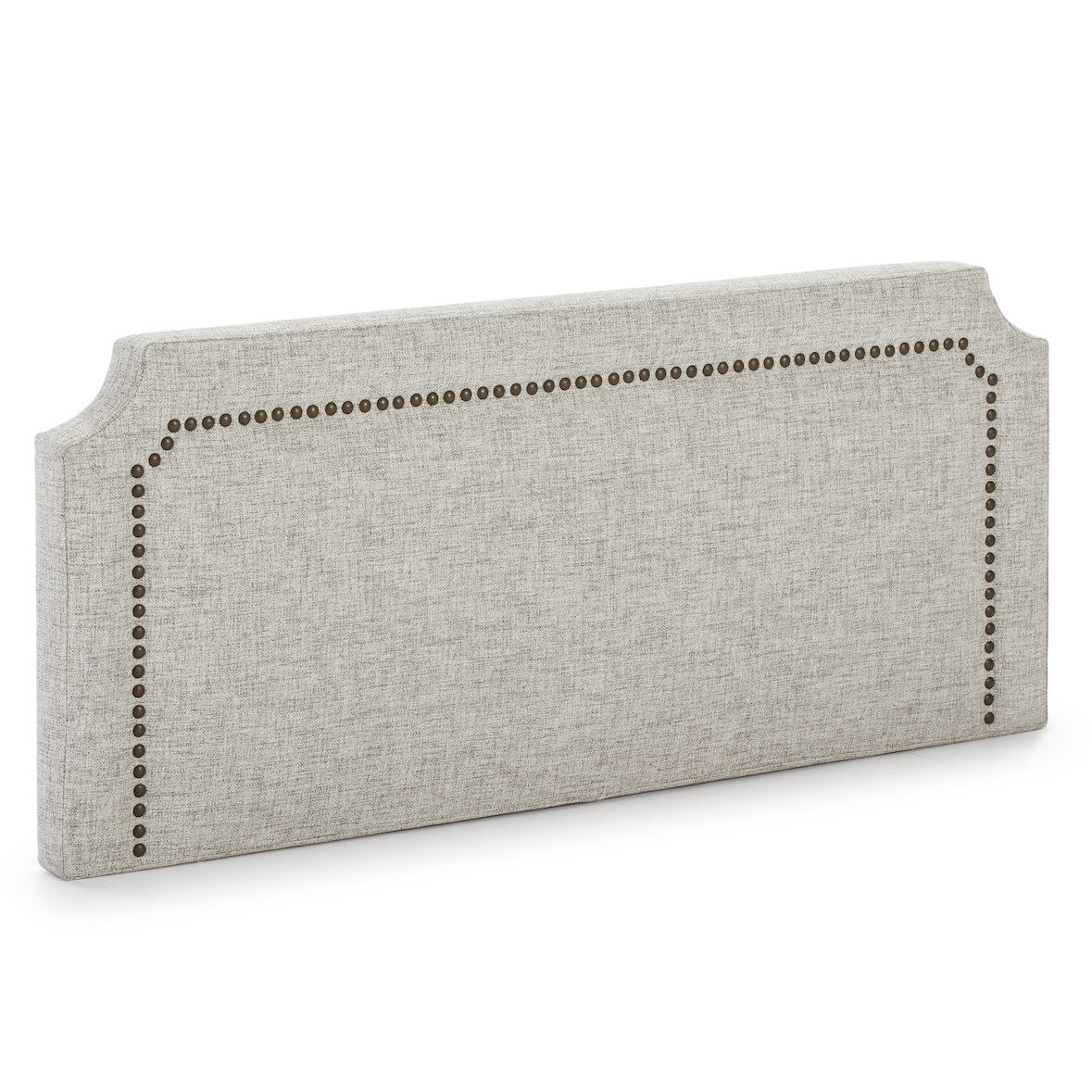 Cabecero tapizado Leonor 140 x 60 cm Gris, Tachuelas en Color Marrón, Grosor Total 8 cm