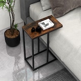 thumbnail of COSTWAY Tavolino a forma di C, tavolino da divano con struttura in metallo, tavolino da caffè, tavolino per laptop, 45,5 x 25,5 x 64 cm (marrone)