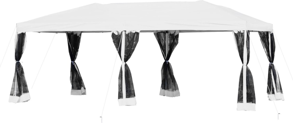 Carpa 6x3m Plegable Gazebo Jardín con Cortinas Mosquitera Bolsa Transporte Acero