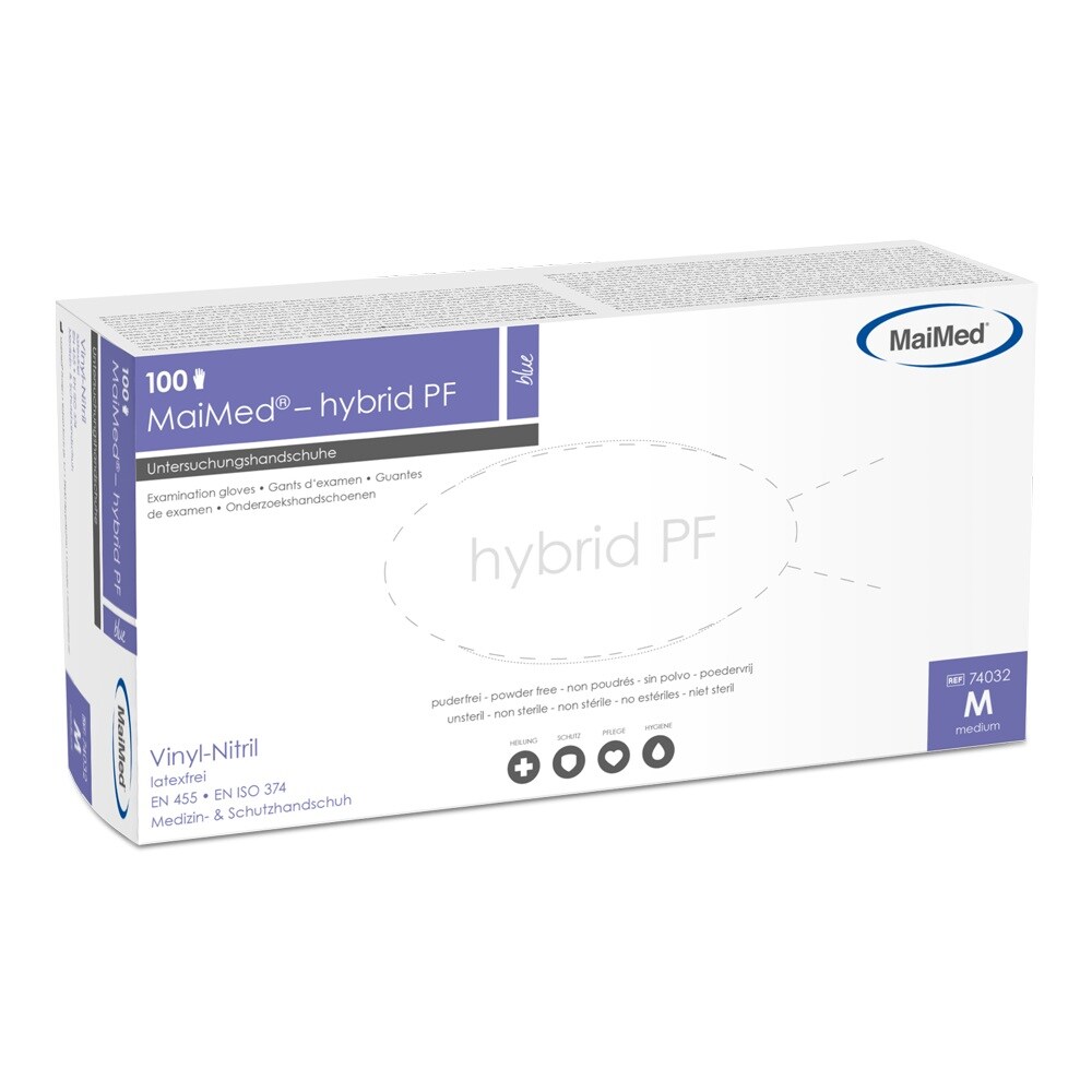 MaiMed Hybrid PF | 1000 Einmalhandschuhe | blau | Gr. M | Einweghandschuhe